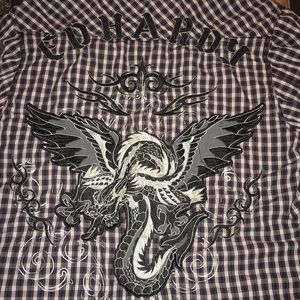 Ed Hardy snap button down long sleeve shirt